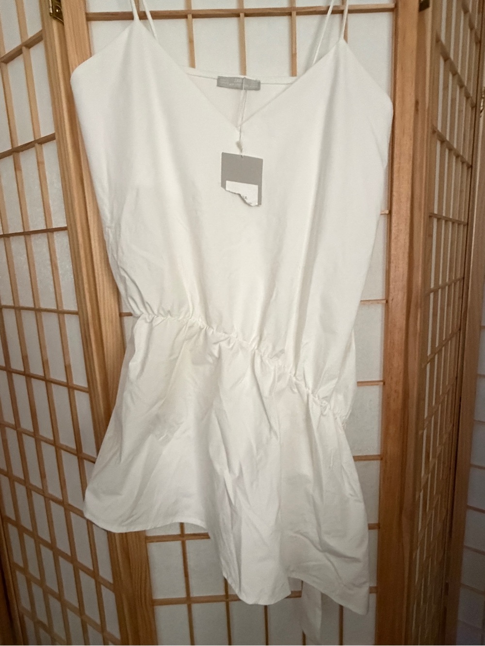 White Spaghetti Strap Asymmetrical Top NWT